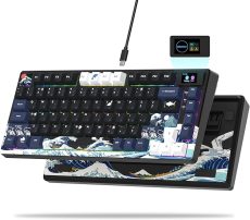 Womier S-K80 75% Keyboard with Color Multimedia Display Mechanical Gaming Keyboard, Wired Hot Swappable Keyboard, Gasket Mount RGB Custom Keyboard, Pre-lubed Stabilizer for MacWin, Black Kanagawa